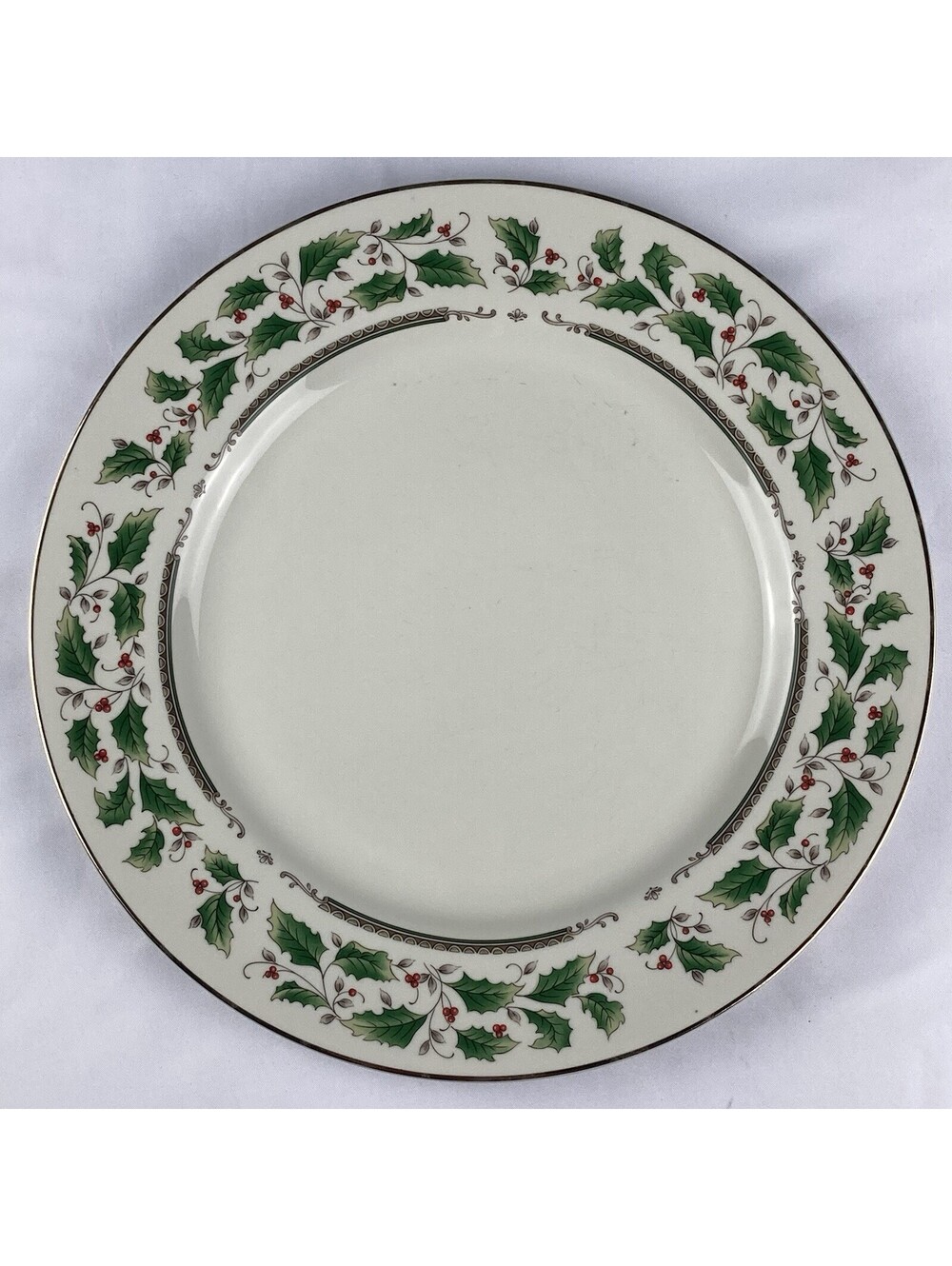 Royal Limited Holly Holiday 10.5" Dinner Plate Fine China Gold Trim Japan Single